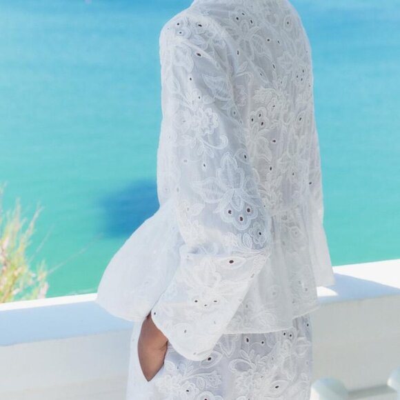 NWT ZARA EMBROIDERED PEPLUM BLOUSE & SHORTS SET SIZE M - Picture 4 of 11